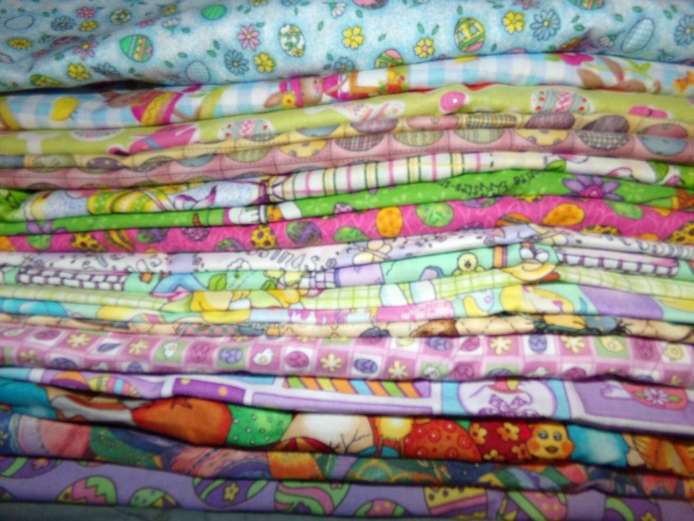 BUNNY Spring EASTER EGGS chicks Cotton QUILT Fabric U-PICK see INFO 1/2 yd BTHY