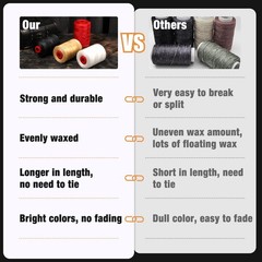 BUTUZE Waxed Thread, 550Yards Leather Thread for Hand 500M, Natural color