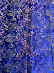 Blue Hong Kong Silk – with beautiful scenic design 4yards