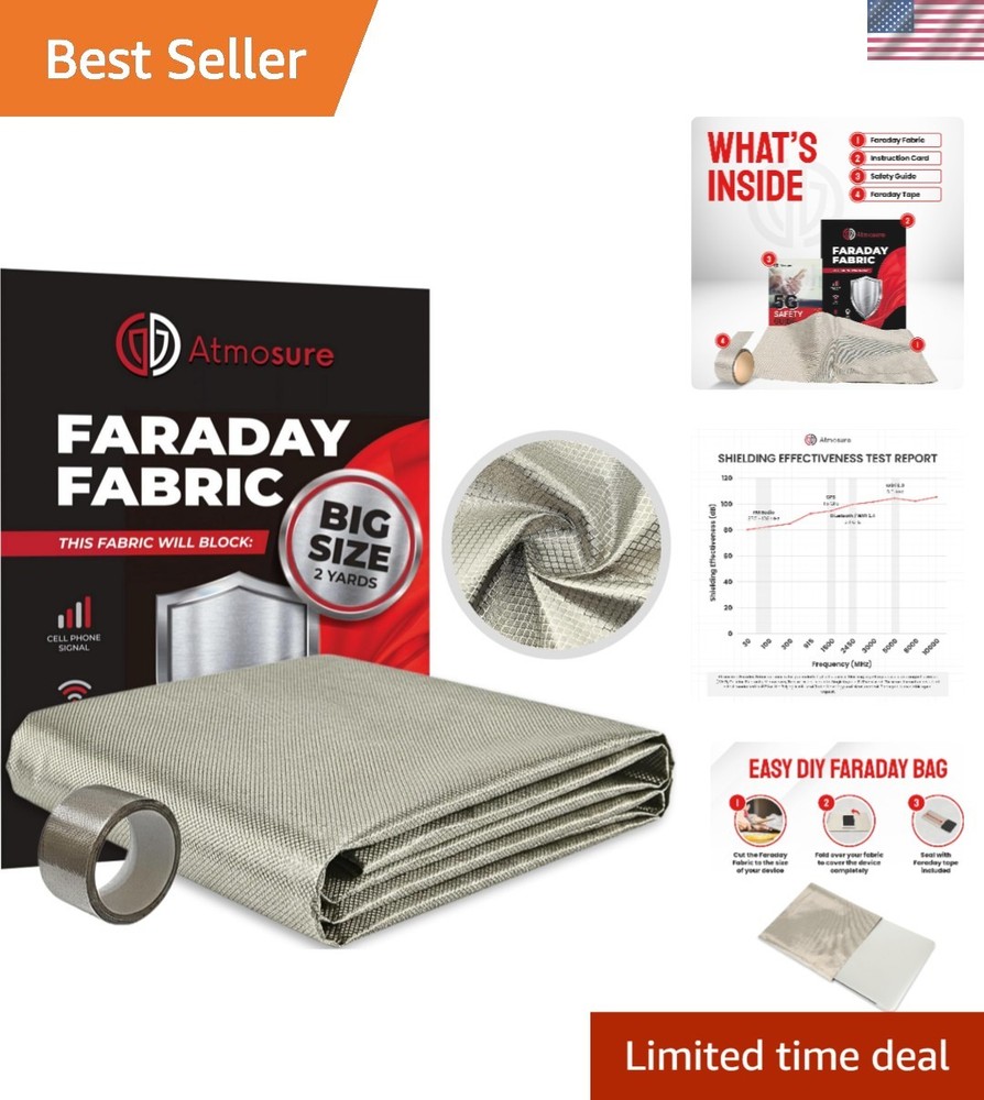 Faraday Fabric & Tape Kit for DIY Faraday Bags 44″x72″ Fabric, 197″ Tape | Mi…
