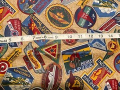VIP Cranston Vintage TRAVEL Luggage LABELS Cotton Quilt FABRIC 1 yard