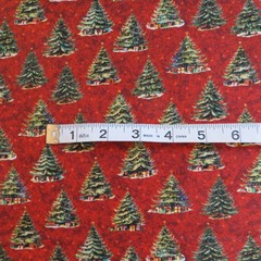 By The Yard ~ Christmas Fir Tree, RED Digital $3.99 Ships ANY Amount Of Fabric