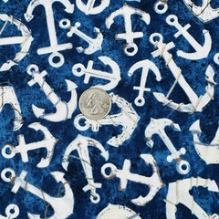 Welcome To The Beach Anchors Timeless Treasures Navy Cotton Fabric By Half Yard