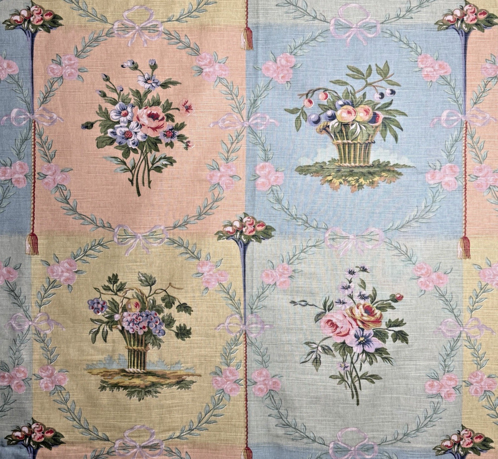 Joan Kessler Concord Fabric Floral Pink Pastel French Country Cotton Bows /BDFG4