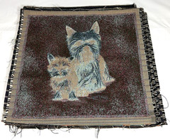 Yorkie Tapestry Fabric ( ONE PANEL ) Robert J May Artwork, Art=~17.375” x 15.75”