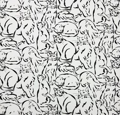 LACEFIELD DESIGNS PURRFECT PALS INK BLACK CATS KITTEN COTTON FABRIC BY YARD 55″W