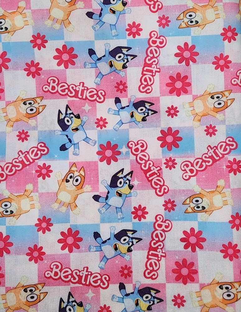 Cartoon Polyester Cotton blend fabric Bluey Sister Besties 20″x55″ 1238032