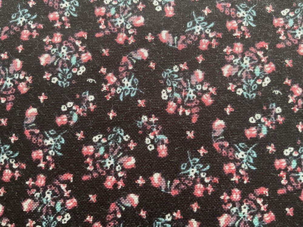 Fabric Cotton Tiny Flower Fabric Black 42”x 39”By Jo Ann 107