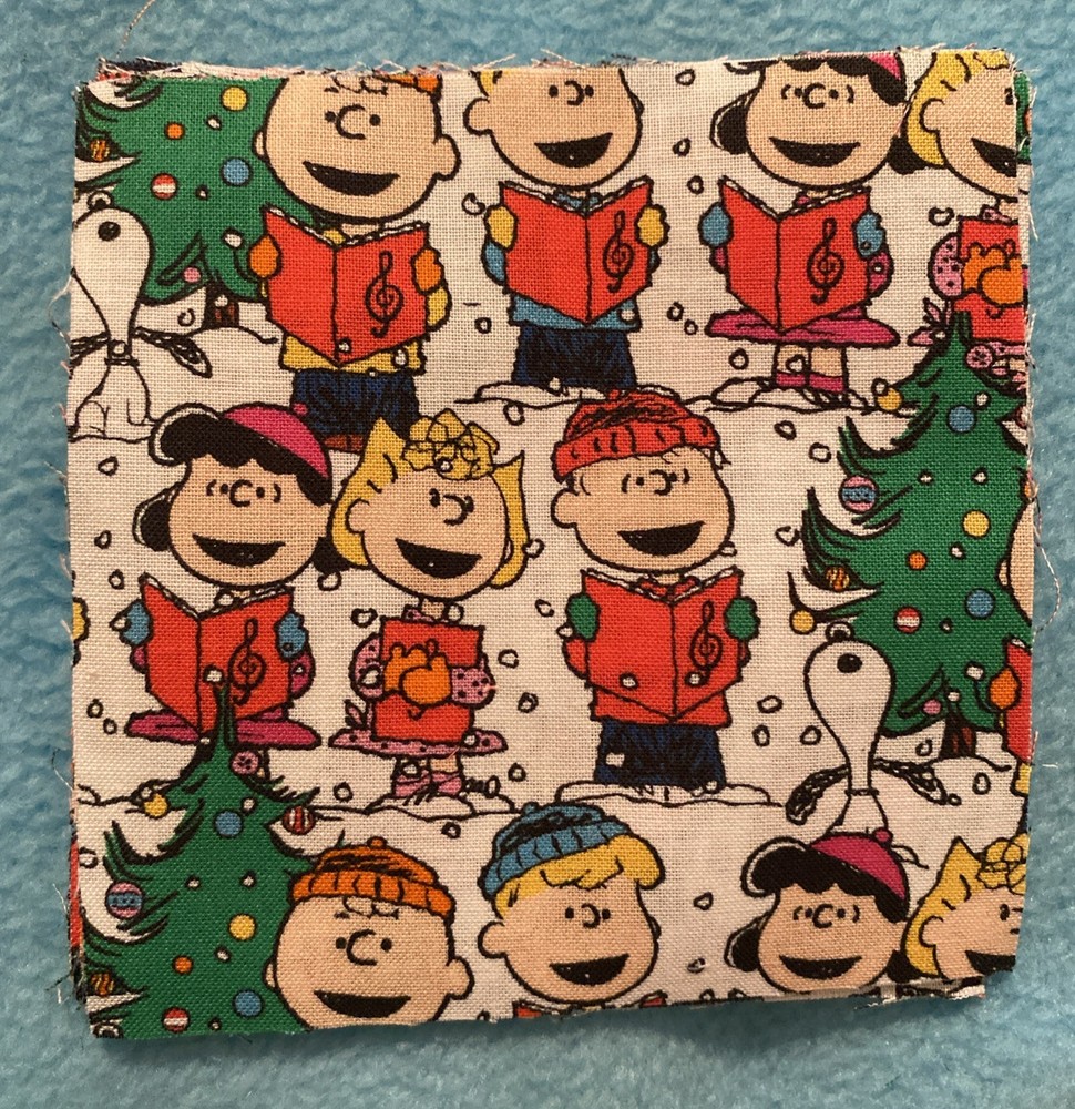 Lot Of 118 Fabric Squares for Quilting Cotton Christmas Peanuts 4 1/2 X 4 1/2