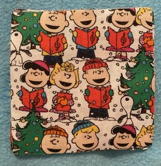 Lot Of 118 Fabric Squares for Quilting Cotton Christmas Peanuts 4 1/2 X 4 1/2