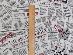 Black & White & Read Allover Fabric Newspaper Glasses Cotton Quilt Fabric BTY