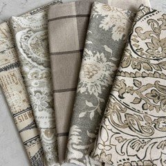 Bundle of Five 3/4 Yard Cuts of Home Decor Fabric in Neutrals