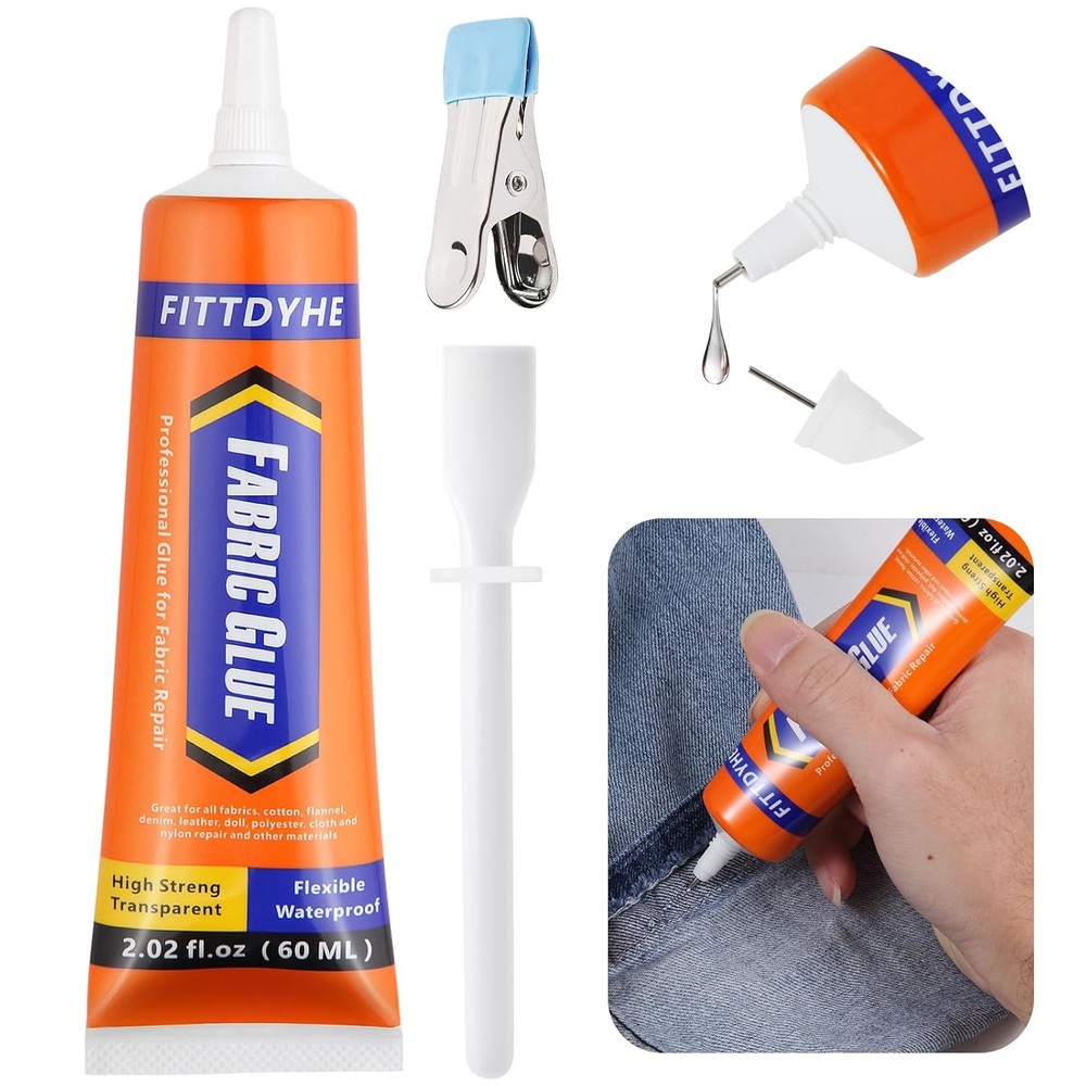 Permanent Fabric Glue Washable Clear Clothing Super Glue for Patch Denim Leather