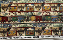 Vintage Travel Themed Fabric By Debbie Mumm For SSI Luggage Maps Blue Cream BTY