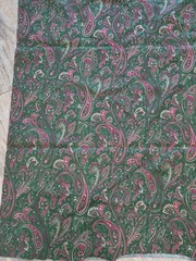 Green & Dark Pink Fabric Paisley Pattern 1.3 YDs x 43 In Cotton Crafting Sewing