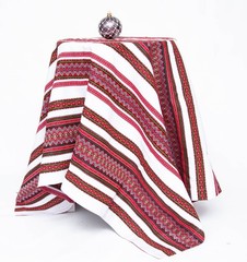 Ukrainian Tablecloth with Ethnic ornament decor White Red Green Rectangular