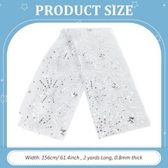 2 Yards×61.4 Inch White Stars Moon Sequins Lace Fabric Sparkly Embroidery Fab…
