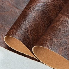 Vinyl Faux Leather Upholstery Fabric Soft Textured Solid Marine Sheets Brown