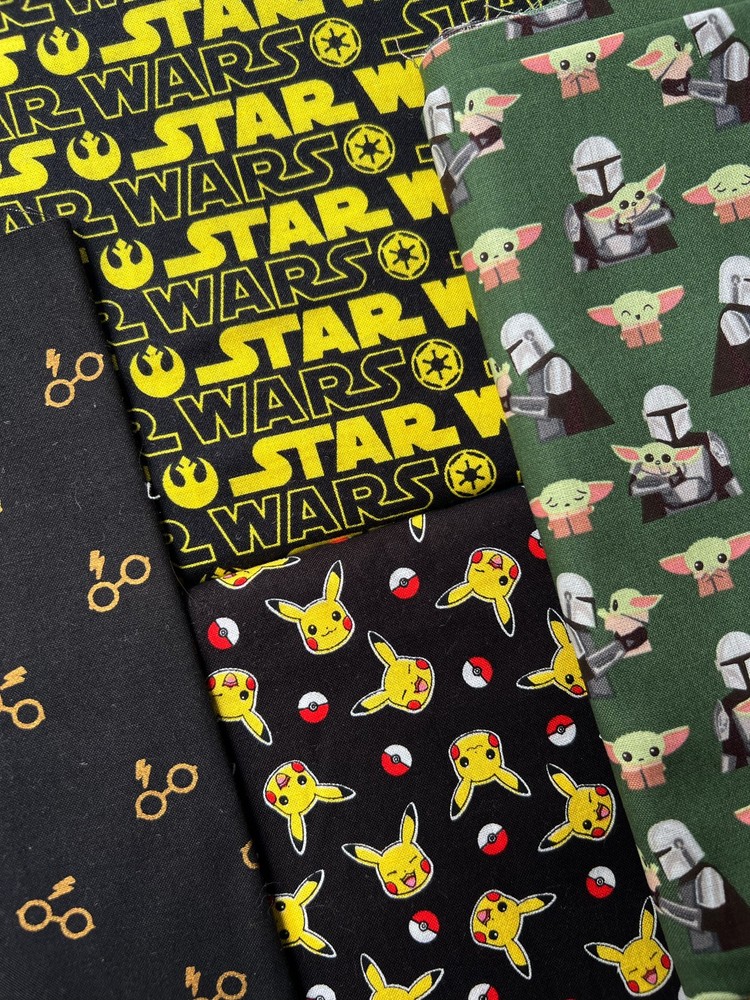 Nerdy Things Assorted Fabric & Scraps (Star Wars, Pokemon, Big Bang, Star Trek)