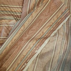10 Yards Decorative Fabric Striped Polished Cotton Tan Blue Mauve 55 x 362