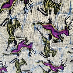 African Wax Print Fabric Running Deer Pattern By Sotiba Dakar 39L x 44W