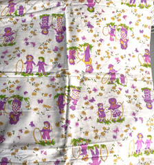 Early 36″ Wide Childrens Cotton Novelty Fabric Pink & White Children 60″ Yardage