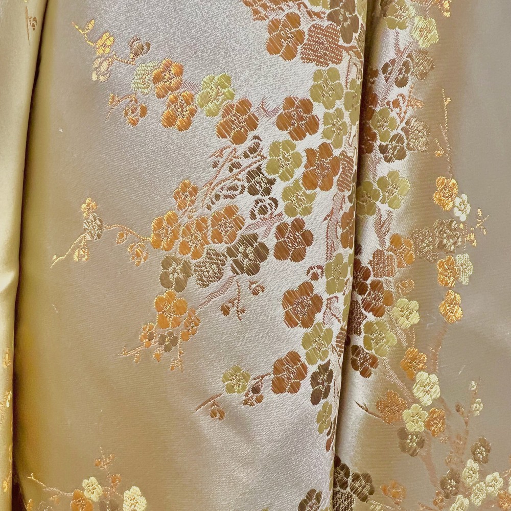 Kori GOLD BROWN Plum Blossom Floral Brocade Chinese Satin Fabric for Cheongsam/