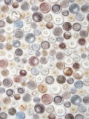 Sewing Themed Button Toss Ecru Cream Cotton Fabric QT Couture By The Yard