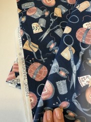 Spools of Thread Fabric Lot 3 Pieces Black Blue Lightweight Sewing Scissors
