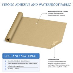 KING MOUNTAIN Canvas Iron on Patch,12″×60″,Waterproof Canvas-12×60, Flaxen