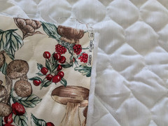 BTY x 44″ Fabri-Quilt QUILTED Fabric WINTER BERRIES Mushrooms PINE CONES