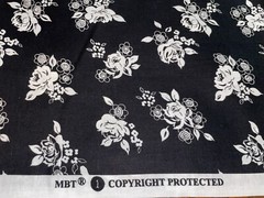 By 1/2 Yd Black & White Rose Daisy Clusters Floral Cotton Quilt Fabric BTHY MBT
