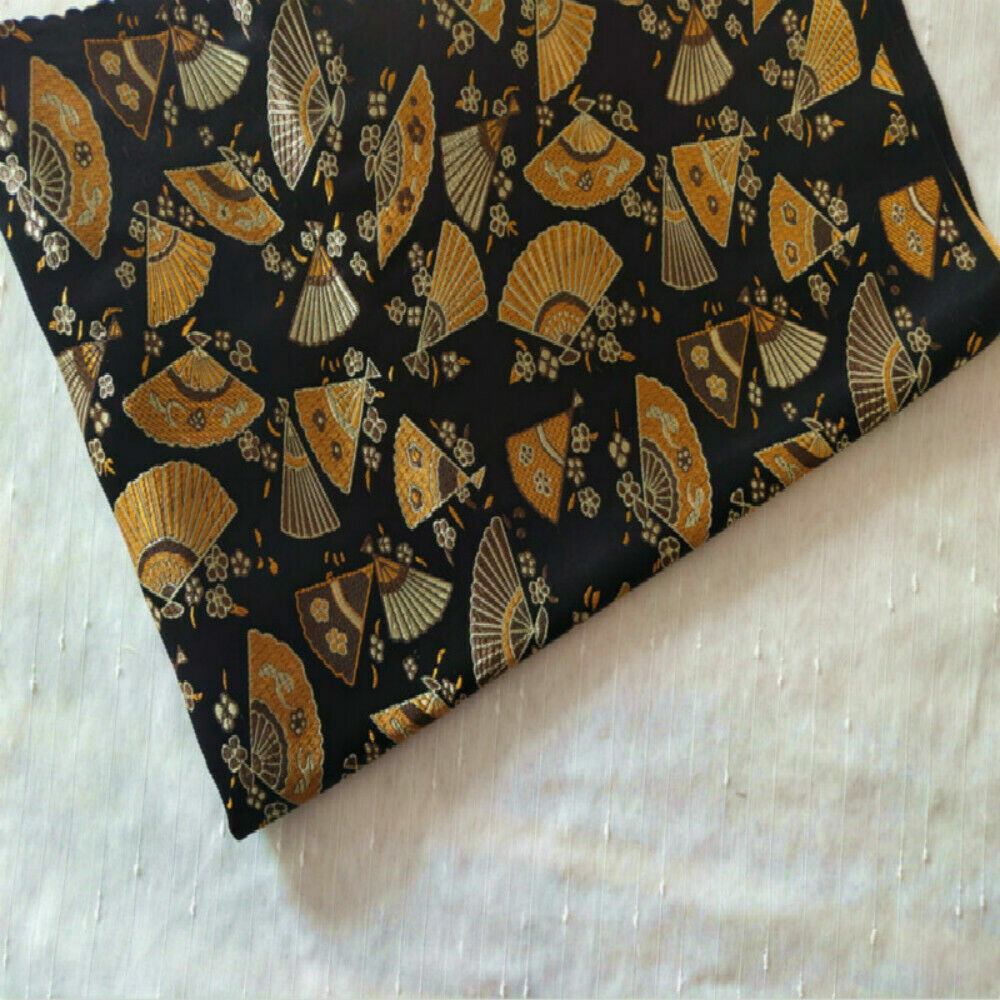 Oriental Japanese Fabric Fan Brocade Kimono Hanfu Cheongsam Vintage DIY