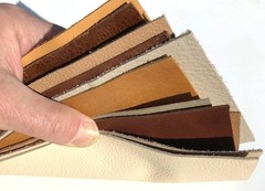Upholstery Leather Scraps Shapes 5″ x 8″ 12 Pieces Import Exotic Earthtones