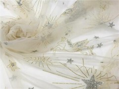 1YD Lace Fabric Illusion Star Moon Horse Silver Sequin Gold Glitter Tulle Fabric