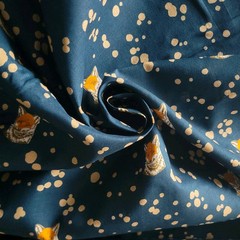 Small Fox Faces on Dark Teal w Beige Spatters – Echino Japanese Cotton Lawn