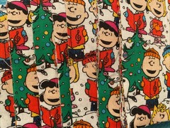 Lot Of 118 Fabric Squares for Quilting Cotton Christmas Peanuts 4 1/2 X 4 1/2