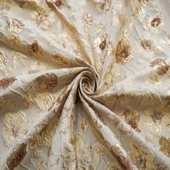 1M Jacquard Gold Embossed Bubble Cloth Fabric Soft Elegant Skirt Dress Material