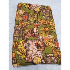 RARE Vintage Retro Olive Green Colonial Victorian Drapery Weight Fabric 2.75+ yd