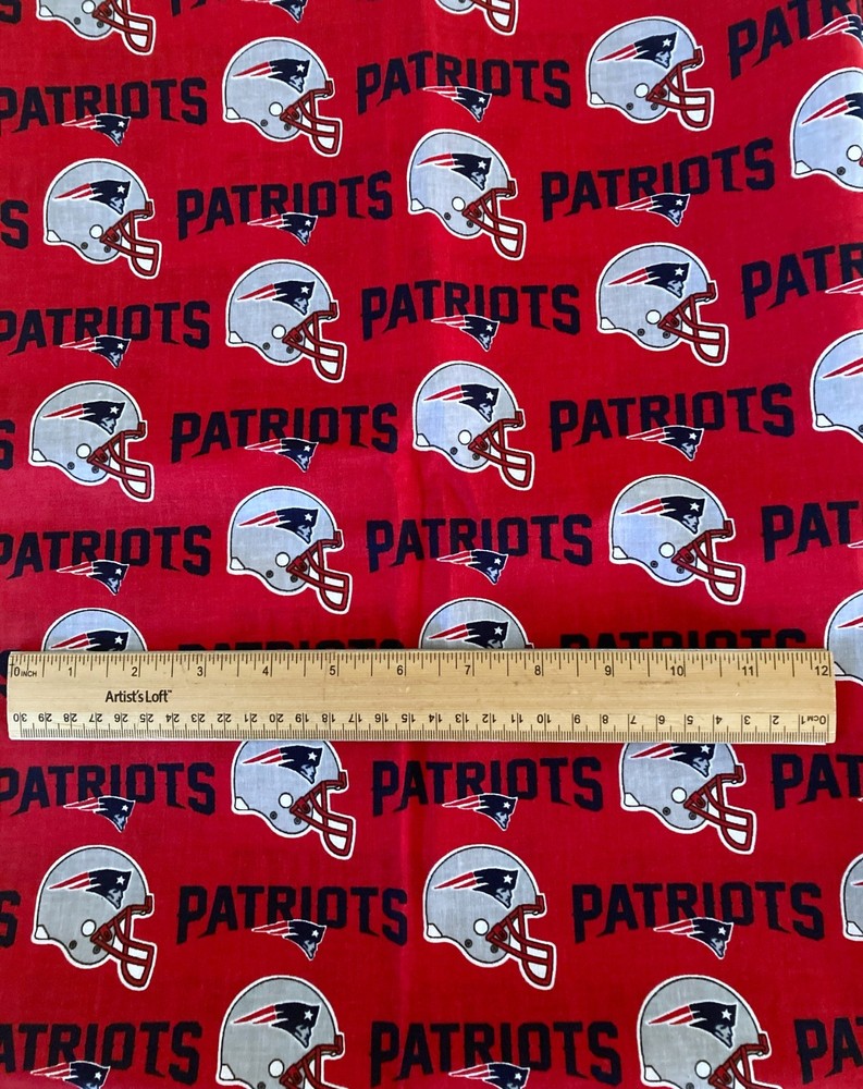NFL New England Patriots Red Cotton Sewing Fabric Almost 1 Yd 58 X 35