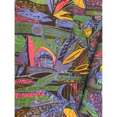 Vintage Silky Abstract Botanical Fabric Maximalist Retro 80s Style Textile