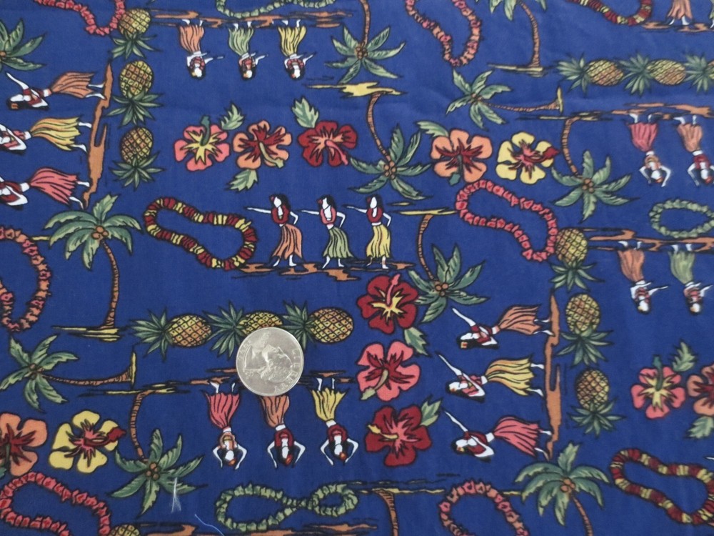 4587. HAWAIIAN HULA Apparel, Crafts, Quilting COTTON FABRIC – 43″ x 3-1/4 yds.