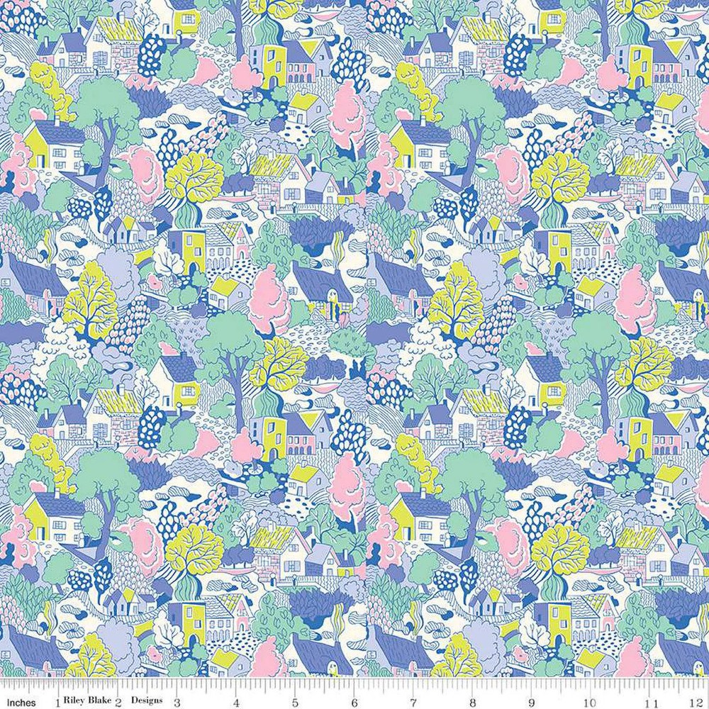 Quilting Sewing Fabric London Parks Liberty of London Blue Green Yardage