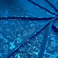 Spandex Stretch Fabric Neon Blue Abstract Print 60″ Wide by Yard for Swimwear