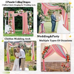 2 Panels 29×18 ft Rainbow Chiffon Wedding Arch Draping Fabric Sheer Decor