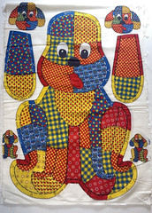 VINTAGE 70s Patchwork Puppy Dog By Spring Mills Pillow Stuffed Doll Cut and Sew