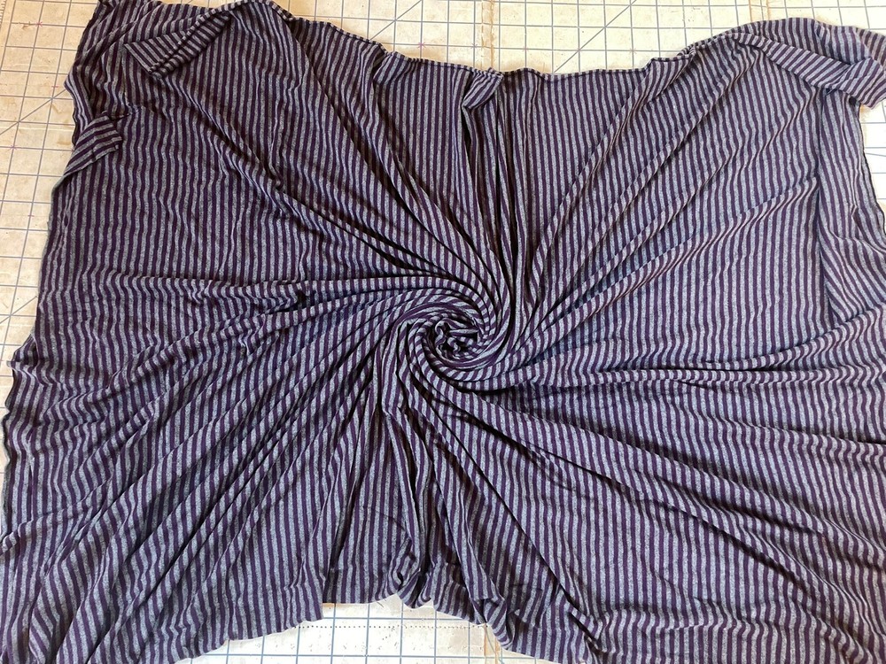 1 Yard Purple and Gray Stipe Bamboo Knit Fabric, 60 inches wide