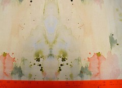 Jenkins Tea Rose Pastel Green Peach Abstract Inkblot Print Hamilton Fabric