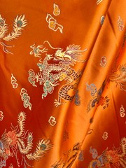 Hope ORANGE Dragon Brocade Chinese Satin Fabric by the Yard – 10040