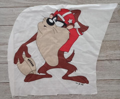 looney tunes taz football fun fabric large piece 8 x 7.5 inch